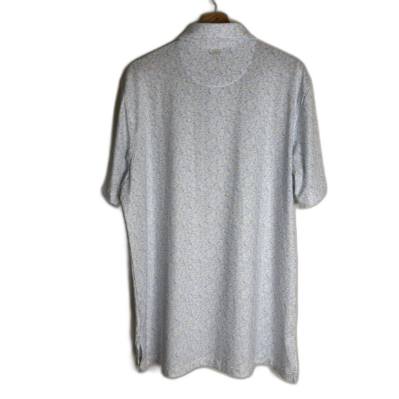 Peter Millar Polo Shirt Mens Large Blue Floral Print Summer Comfort Golf Stretch - Picture 10 of 10